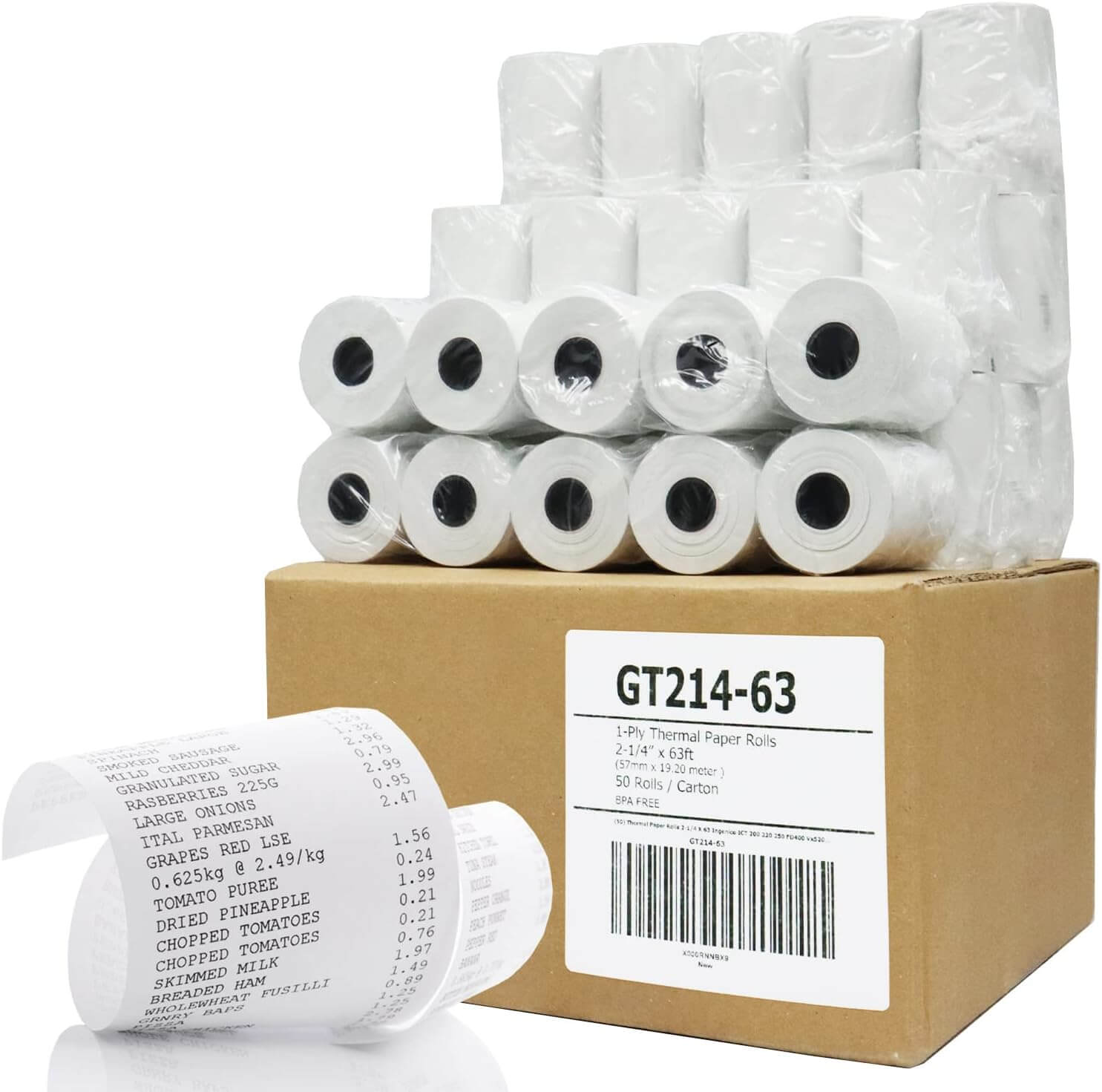 (50) Thermal Paper Rolls 2-1/4 X 63 Ingenico ICT 200 220 250 FD400 Vx520