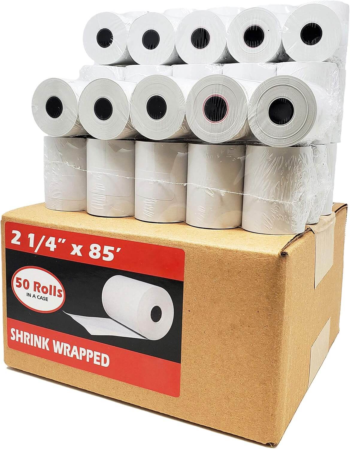 (50 Rolls) 2 1/4 x 85 Thermal Paper Receipt Rolls 2.25 x 85 ft, 55 GSM Premium Quality German Paper