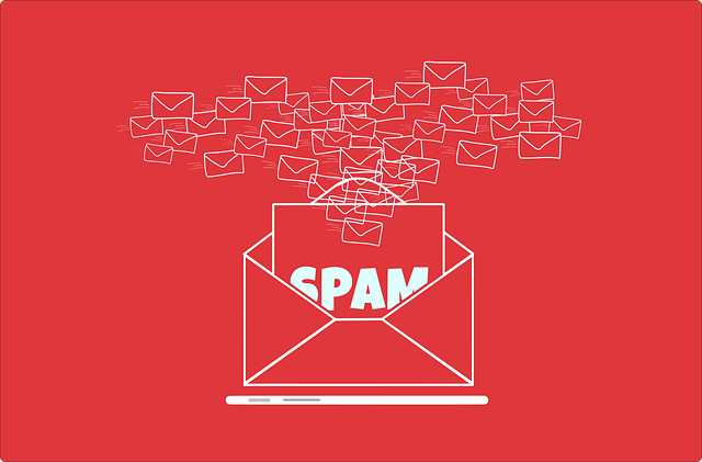 Email spam concept with multiple messages on red background