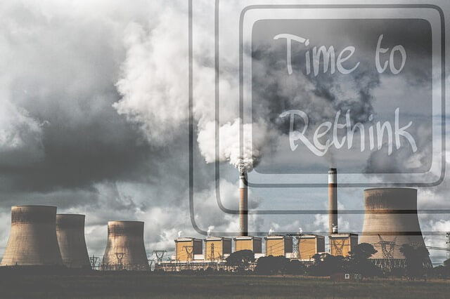 Stormy city skyline with overlay text “Time to Rethink”, illustrating the need to adjust ad strategy for Denton Dallas Abilene and North Texas businesses