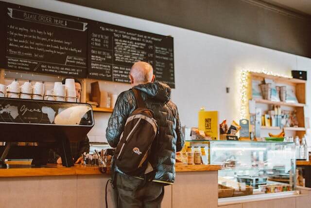 Customer visits a brick-and-mortar café after finding it online